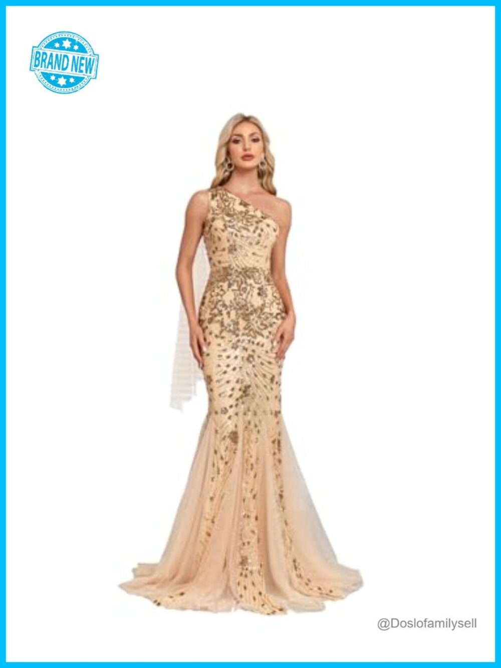 One Shoulder Sequin Mermaid Formal Gown Sleeveless Floor Length